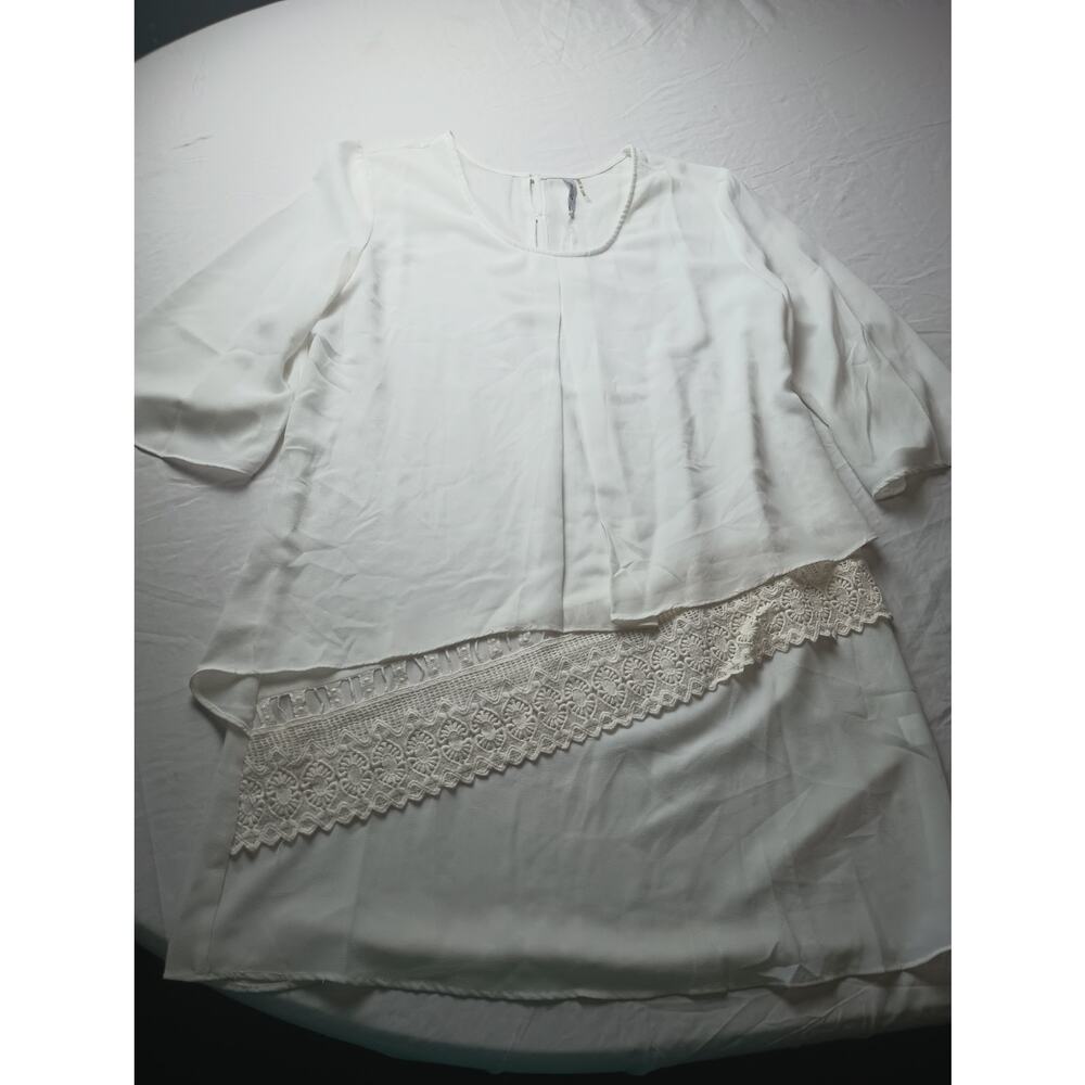 Miilla 3/4 Sleeve‎ Women White Fairy Whimsy Boho Coquette Size Medium Layered
